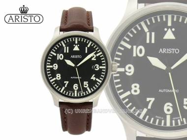 Automatic Aviator watch stainless steel sand blasted black face by ARISTO (*AV*HU*) - Bild vergr��ern 