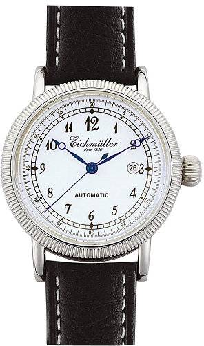Automatic men\'s watch stainless steel white face leather strap from Eichmueller (*EM*HU*) - Produktbild 
