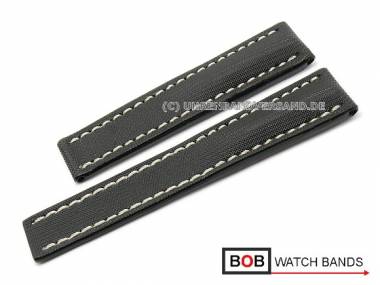 Watch band 22mm black Marino Nytech for Breitling clasp by BOB (width of buckle 20 mm) - Bild vergr��ern 
