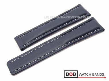 Watch band 22mm d.blue for Breitling clasp light colored stitching BOB (width of buckle 20 mm) - Bild vergr��ern 