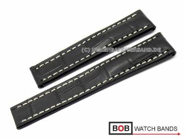 Watch band 20mm black Marino Gator for Breitling clasp by BOB (width of buckle 18 mm) - Bild vergr��ern 