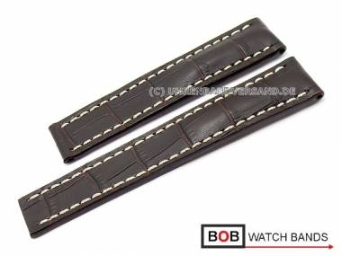 Watch band 20mm dark brown Marino Gator for Breitling clasp by BOB (width of buckle 18 mm) - Bild vergr��ern 