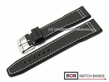 Watch band 20mm black Marino calf�s leather for IWC by BOB (width of buckle 18 mm) - Bild vergr��ern 