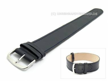 Watch band 20mm dark blue saddle leather One-Piece band stitched thin - Bild vergr��ern 