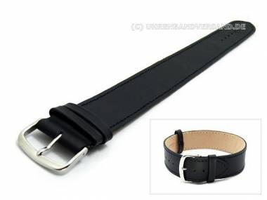 Watch band 20mm black saddle leather One-Piece band stitched thin - Bild vergr��ern 