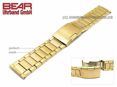 Stainless steel band 24mm solid look partly polished PVD gold from BEAR - Bild vergr��ern 