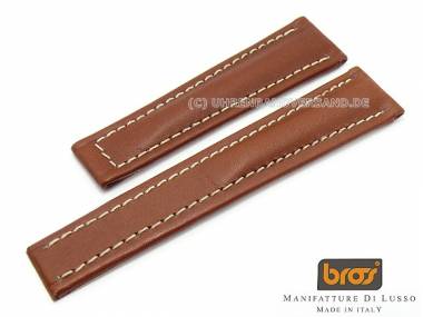 Watch strap Bros 21mm -Toscano- brown smooth white stitching for Breitling - Bild vergr��ern 