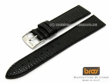Watch strap Bros -Lucertola- 19mm black lizard grain - Bild vergr��ern 