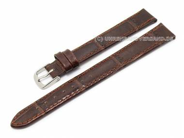 Watch band XL 14mm dark brown genuine leather alligator-grain (width of buckle 12 mm) - Bild vergr��ern 