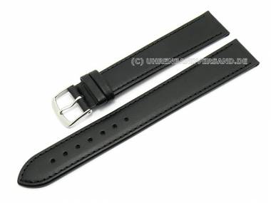 Watch band XL super long 16mm black leather smooth (width of buckle 14 mm) - Bild vergr��ern 