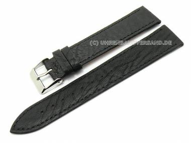 Watch band 20mm black elegant design finely grained surface (width of buckle 18 mm) - Bild vergr��ern 
