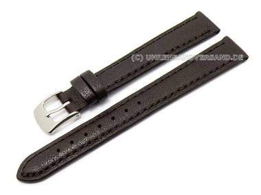Watch band 12mm dark brown genuine camel leather thin (width of buckle 10 mm) - Bild vergr��ern 