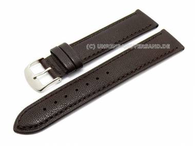 Watch band 20mm dark brown genuine camel leather thin (width of buckle 18 mm) - Bild vergr��ern 