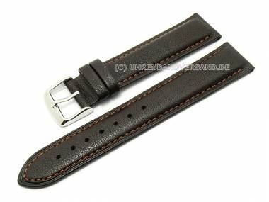 Watch band 24mm dark brown genuine camel leather grained (width of buckle 20 mm) - Bild vergr��ern 