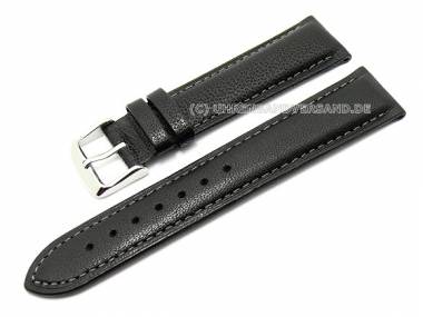 Watch band 18mm black genuine camel leather grained (width of buckle 16 mm) - Bild vergr��ern 