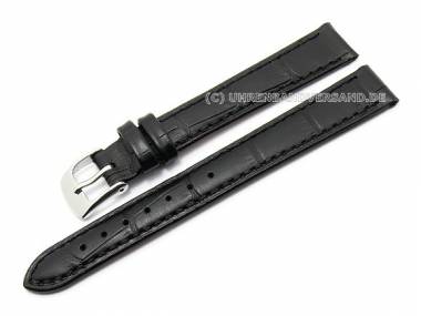 Watch band 15mm black alligator grain silk matt (width of buckle 14 mm) - Bild vergr��ern 
