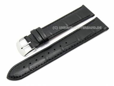 Watch band 24mm black alligator grain silk matt (width of buckle 22 mm) - Bild vergr��ern 
