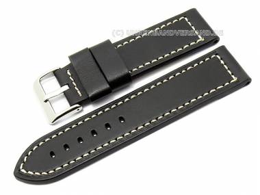 Watch band -Saddle- 26mm black saddle leather aviator smooth (width of buckle 26 mm) - Bild vergr��ern 