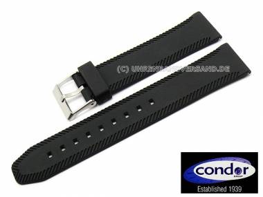Watch strap 22mm black synthetic elastic by Condor (width of buckle 20 mm) - Bild vergr��ern 
