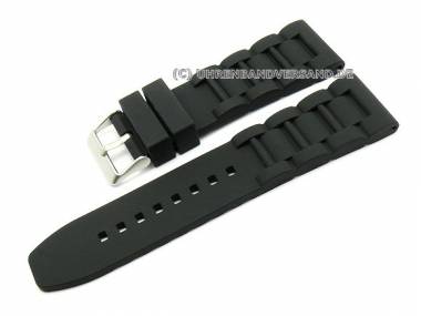 Watch strap 26mm black silicone with structure by Condor (width of buckle 22 mm) - Bild vergr��ern 