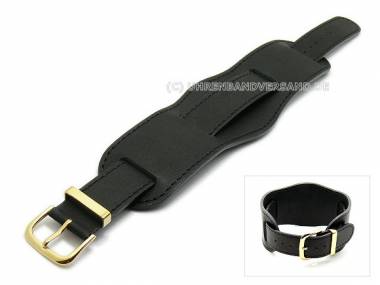 Watch strap 18mm black smooth with leather pad by Condor (width of buckle 18 mm) - Bild vergr��ern 