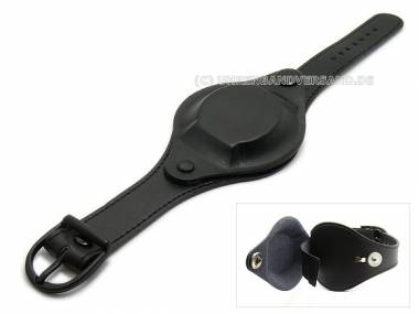 Watch strap 18mm black with leather pad by Condor (width of buckle 18 mm) - Bild vergr��ern 