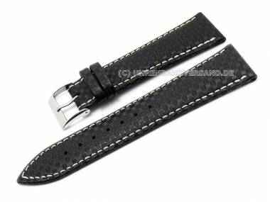 Watch strap 22mm black carbon look light stitching by Condor (width of buckle 18 mm) - Bild vergr��ern 