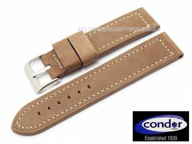 Watch strap 26mm light brown vintage look smooth white stitching by Condor (width of buckle 26 mm) - Bild vergr��ern 