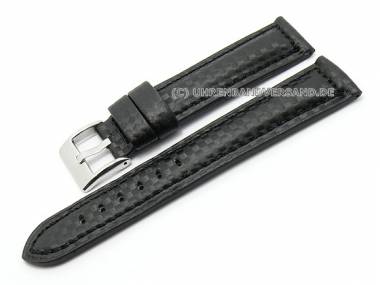 Watch strap 24mm black carbon look stitched (width of buckle 22 mm) - Bild vergr��ern 