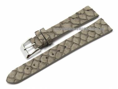 Watch strap 24mm grey genuine fish leather grained (width of buckle 20 mm) - Bild vergr��ern 