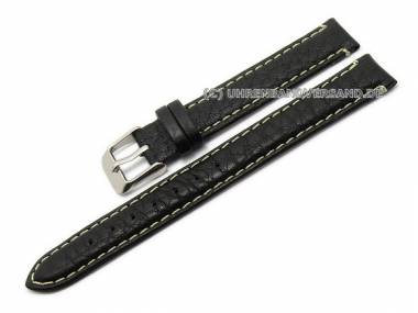 Watch strap XL 14mm black genuine buffalo leather grained (width of buckle 14 mm) - Bild vergr��ern 