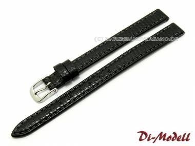Watch strap 10mm XL black Di-Modell -Brillant- lizard grain (width of buckle 9 mm) - Bild vergr��ern 
