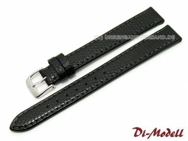 Watch strap 14mm XL black Di-Modell -Brillant- lizard grain (width of buckle 12 mm) - Bild vergr��ern 