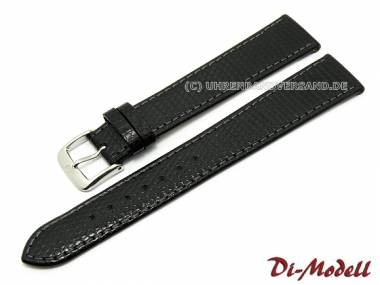 Watch strap 17mm black Di-Modell -Brillant- lizard grain (width of buckle 16 mm) - Bild vergr��ern 