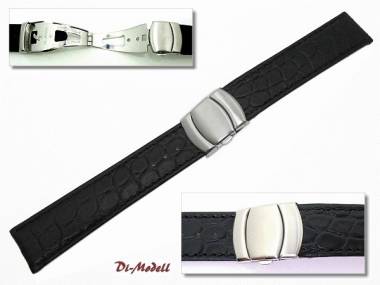 Watch band 18mm black by Di-Modell -Bali FS- Croco Grain Deployment Clasp (width of buckle 18 mm) - Bild vergr��ern 