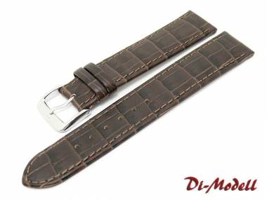 Watch band 22mm dark brown Di-Modell -Bali- alligator grain stitched - Bild vergr��ern 