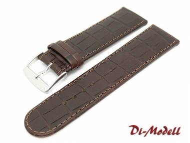 Watch band 24mm dark brown Di-Modell -Bali- alligator grain stitched - Bild vergr��ern 