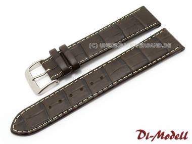 Watch band 22mm dark brown Di-Modell -Bali KN- alligator grain (width of buckle 20 mm) - Bild vergr��ern 