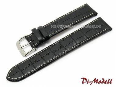 Watch band 22mm black Di-Modell -Bali KN- alligator grain (width of buckle 20 mm) - Bild vergr��ern 
