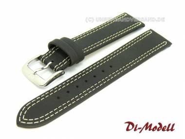 Watch band 18mm black by Di-Modell -Colorado- smooth beige stitching (width of buckle 16 mm) - Bild vergr��ern 