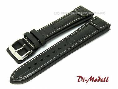 Watch band 20mm black Di-Modell -Noblissimo waterproof- Alligator grain - Bild vergr��ern 