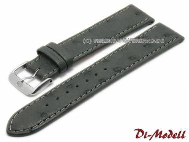 Watch band -Strauss- 16mm grey Di-Modell genuine ostrich (width of buckle 15 mm) - Bild vergr��ern 