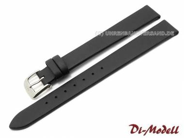 Watch strap 14mm XL black Di-Modell -Nappa waterproof- smooth (width of buckle 12 mm) - Bild vergr��ern 