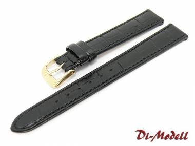 Watch band 14mm black Di-Modell -Bali- alligator grain stitched (width of buckle 12 mm) - Bild vergr��ern 