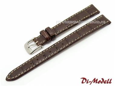 Watch band 12mm dark brown Di-Modell -Bali KN- alligator grain (width of buckle 10 mm) - Bild vergr��ern 