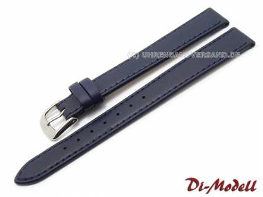 Watch strap 10mm XL dark blue Di-Modell -Softina- calfs leather (width of buckle 9 mm) - Bild vergr��ern 
