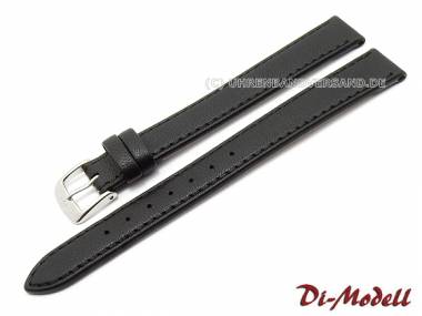 Watch strap 12mm XL black Di-Modell -Softina- calfs leather (width of buckle 10 mm) - Bild vergr��ern 