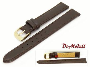 Watch band 15mm dark brown Di-Modell -Calf waterproof- stitched (width of buckle 14 mm) - Bild vergr��ern 