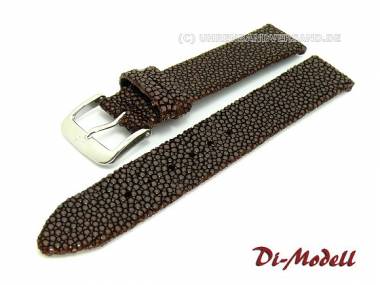 Watch band 14mm dark brown Di-Modell -Balmoral- genuine pearl ray (width of buckle 14 mm) - Bild vergr��ern 