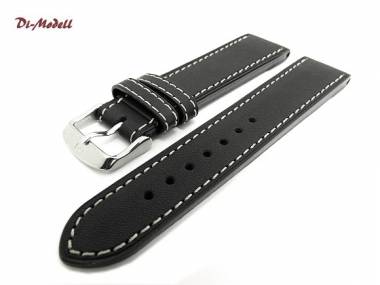 Watch band 20mm black by Di-Modell -Jumbo- robust white stitching - Bild vergr��ern 